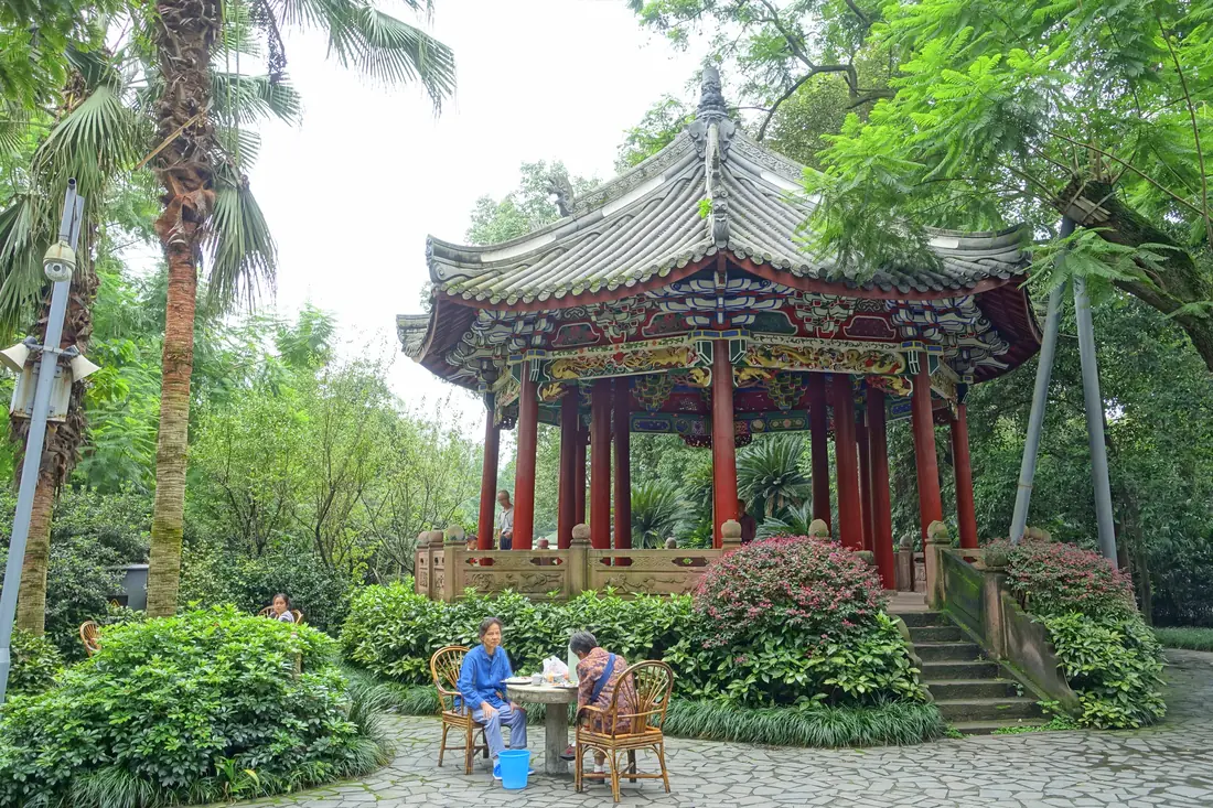 An octagonal pavilion in Chengdu Culture Park, China
